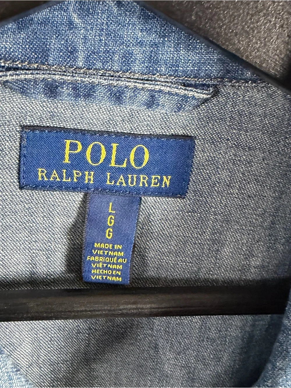 Polo Ralph Lauren Blue Lightweight Faded Vtg Harrington Denim Jacket Large